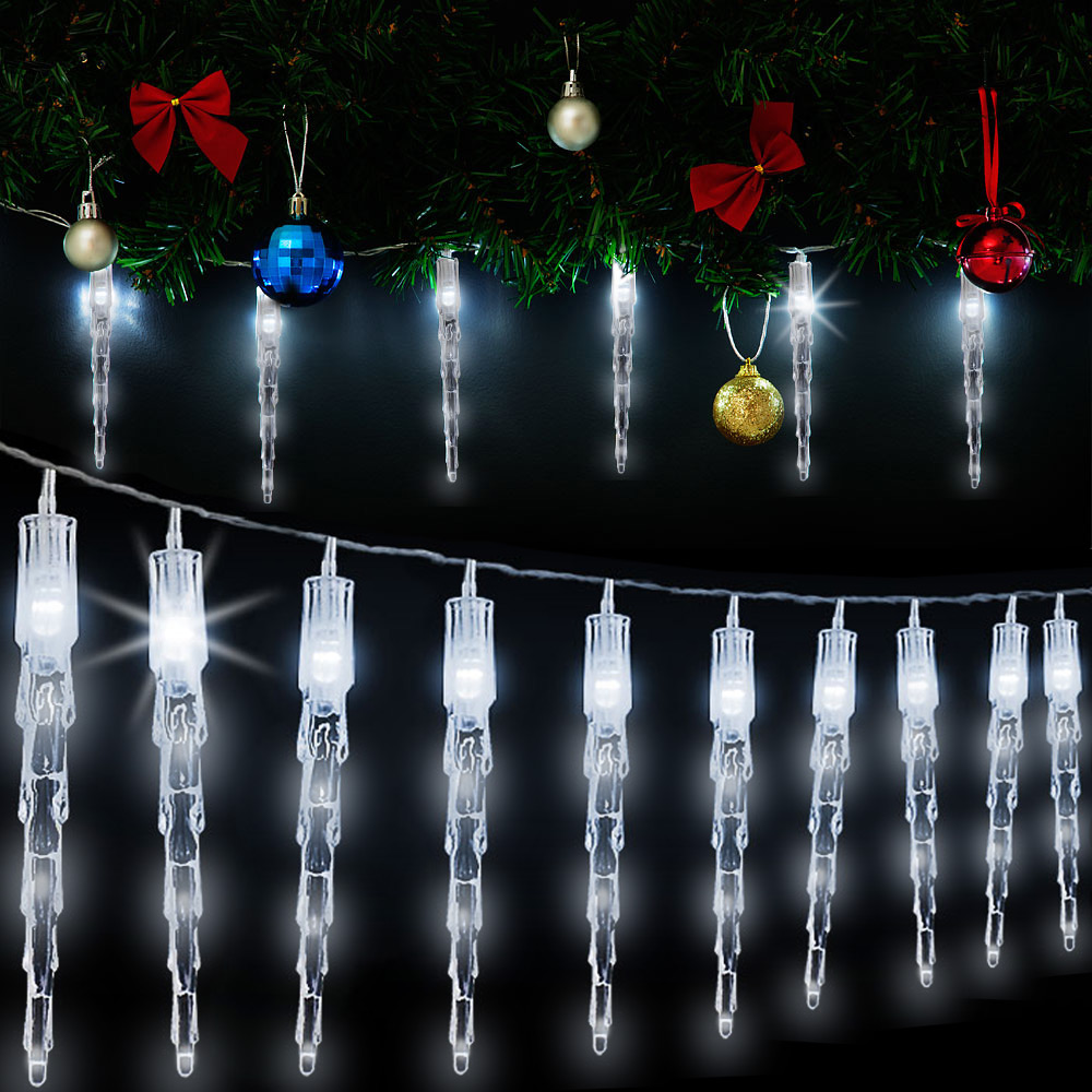 DEUBA Lichterkette Eiszapfen 80 LED 13m weiß
