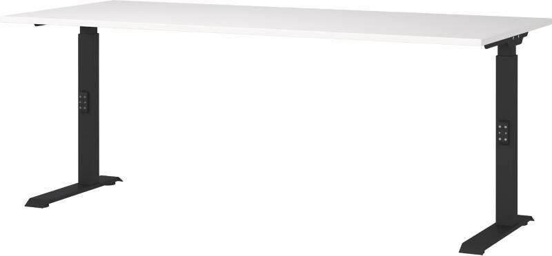GERMANIA Sitz-Stehschreibtisch Metall, Spanplatte Schwarz C-Fuß 1.800 x 800 x 910 mm