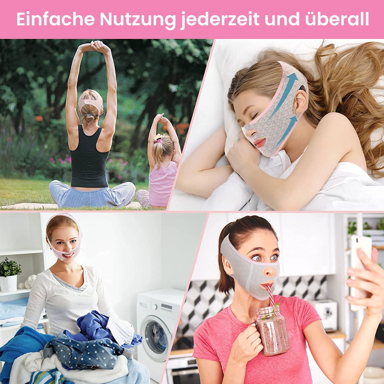 Daisred Gesichtsmaske 2 Stück Facial Slimming Face Bandagen Form Maske, 2-tlg.