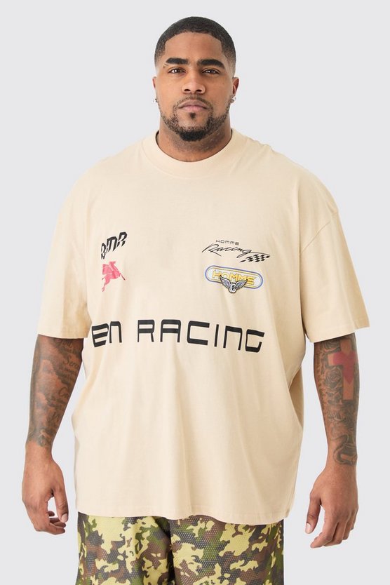 Plus Oversize T-Shirt mit Bm Moto Racing Print