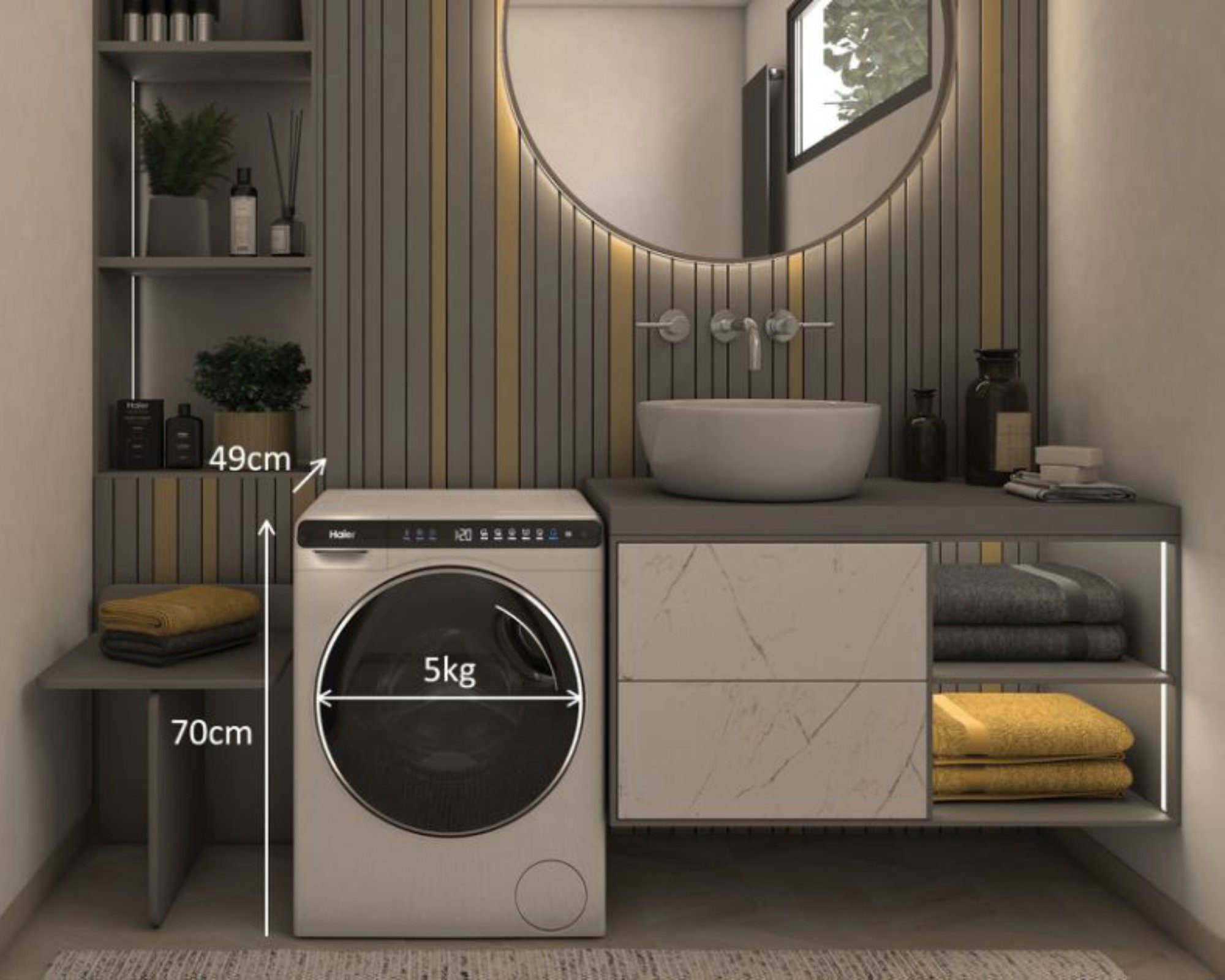 Haier Waschmaschine HW50 HW50-BP12307, 5 kg, 1200 U/min, Endzeitvorwahl, Pillow-Schontrommel, Antibakterielle Technologie