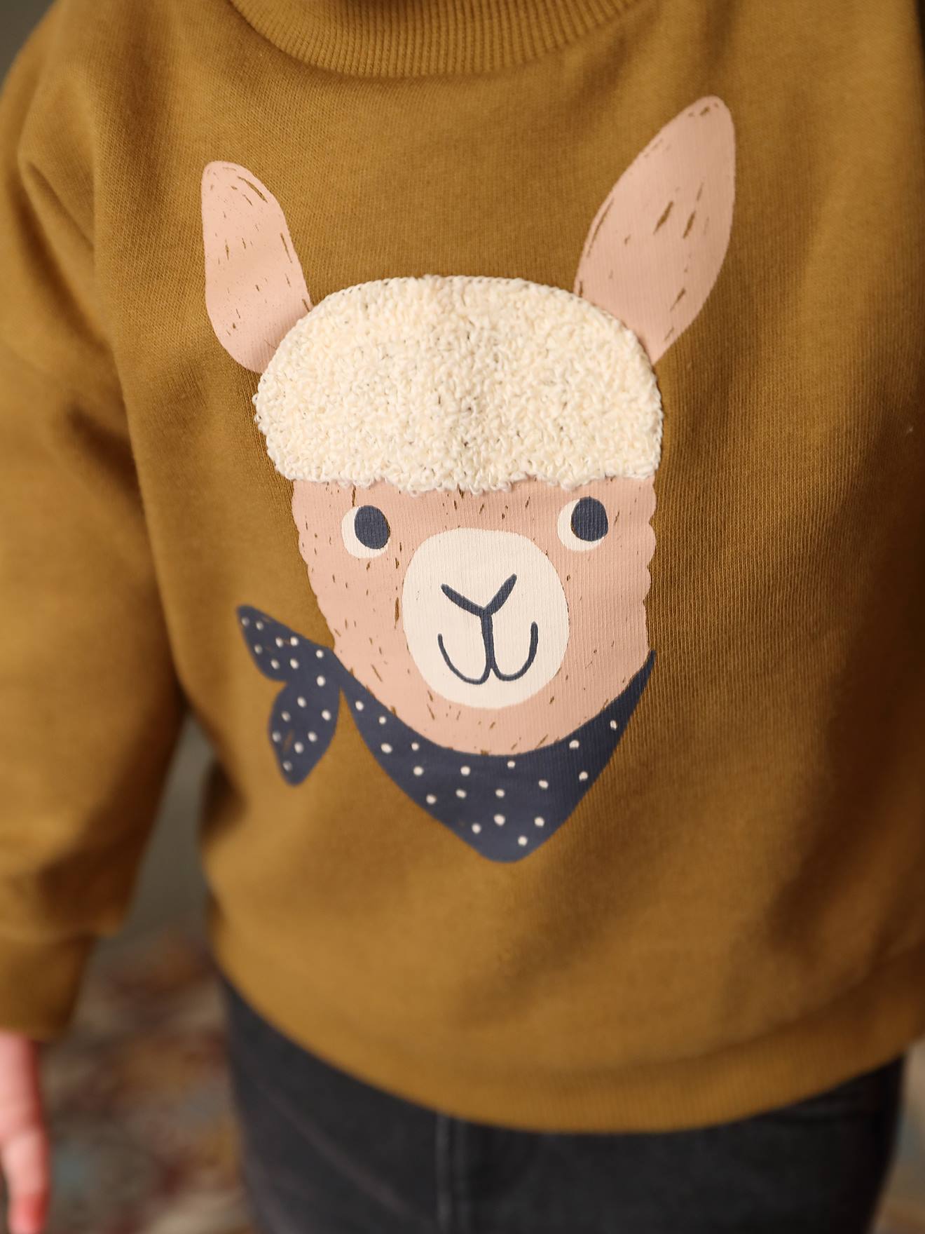 Sweat lama bébé en molleton olive