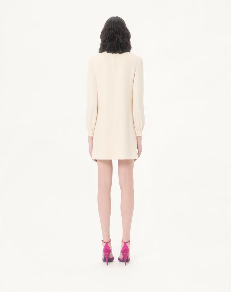Vestido curto bordado em cady de alta costura