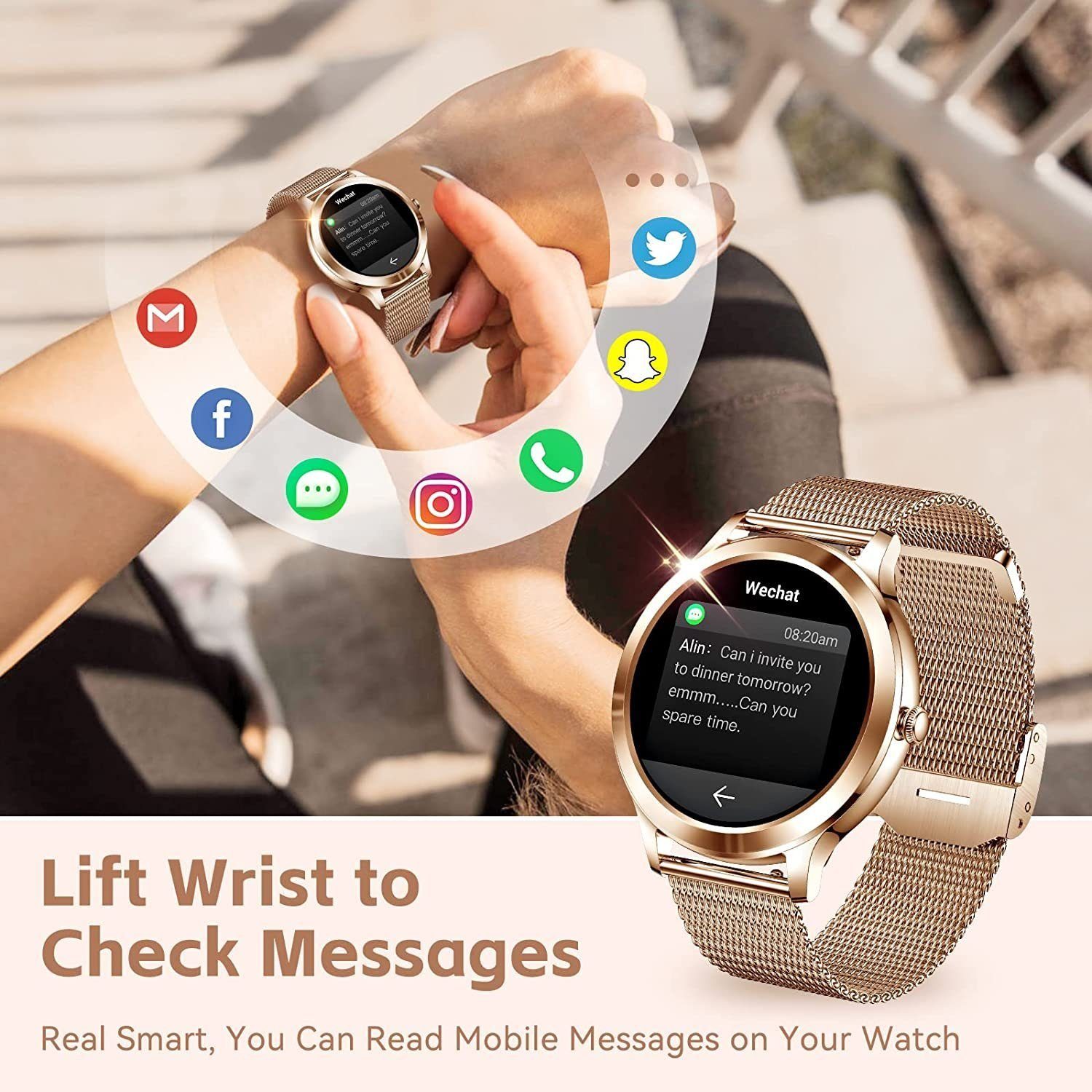 Mutoy Smartwatch, Fitness Tracker Uhr, Damen Herren Smartwatch (Fitnessuhr mit Telefonfunktion 1,08