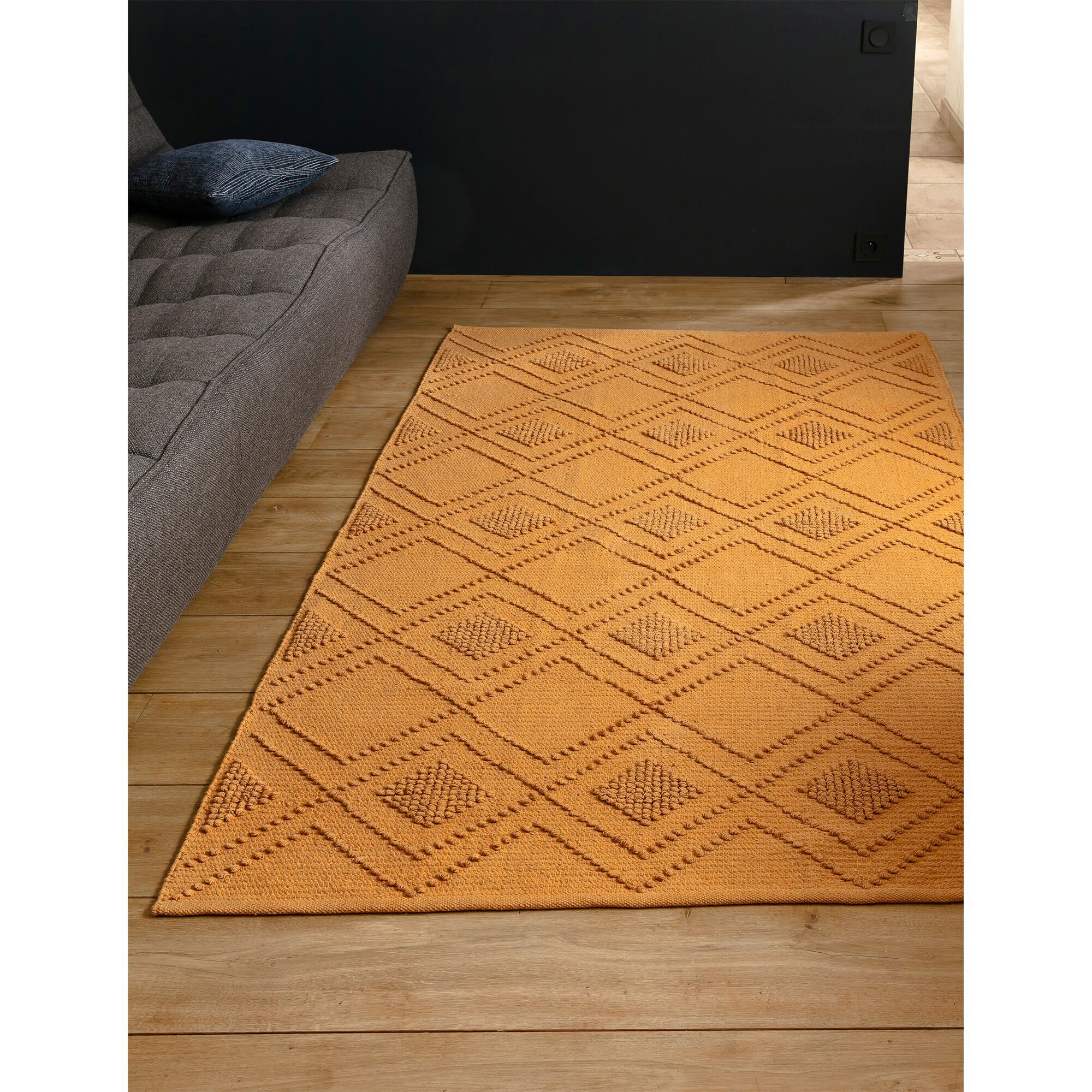 Tapis bouclette en coton imprimé
