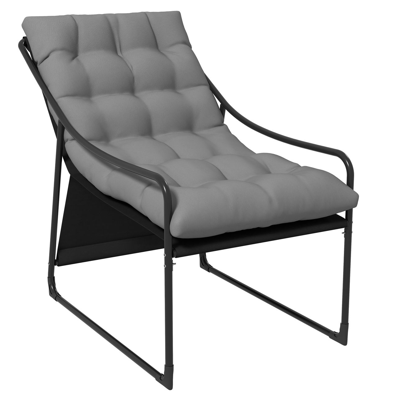 Outsunny Gartensessel Gartenstuhl mit dickem Kissen Loungesessel mit Armlehne