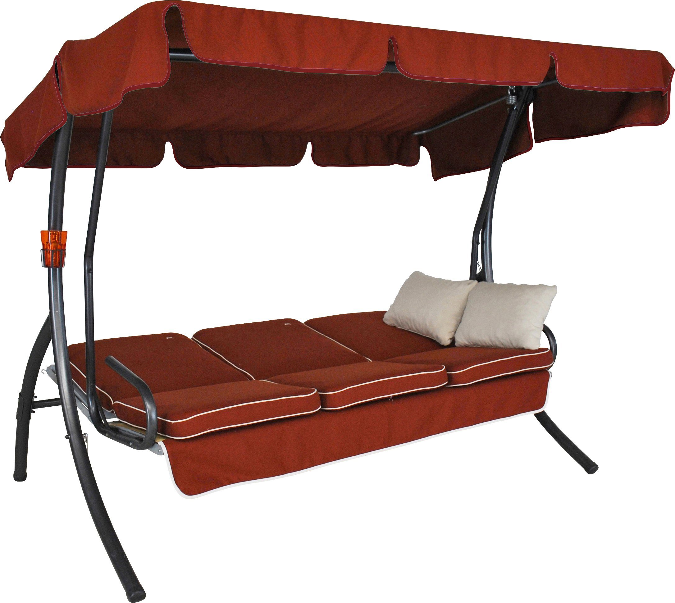 Angerer Freizeitmöbel Hollywoodschaukel Comfort Style, 3-Sitzer, Bettfunktion, inkl. Auflagen und Zierkissen