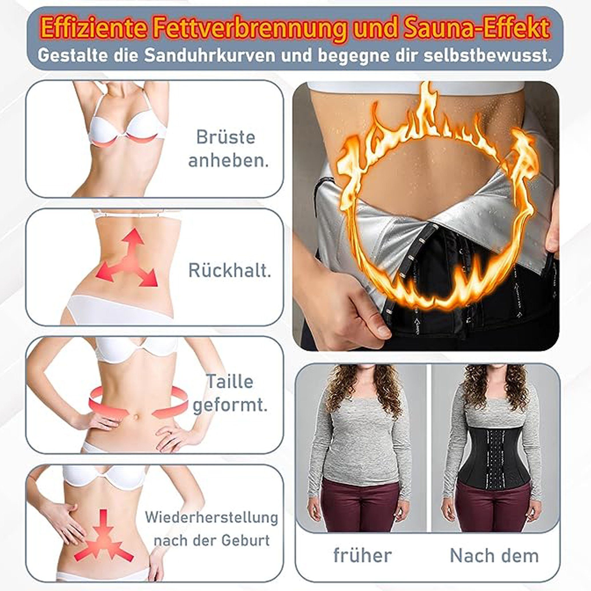 GOLDEN Bauchweggürtel Schwitzgürtel Sauna Taillentrainer Damen & Herren zum Abnehmen