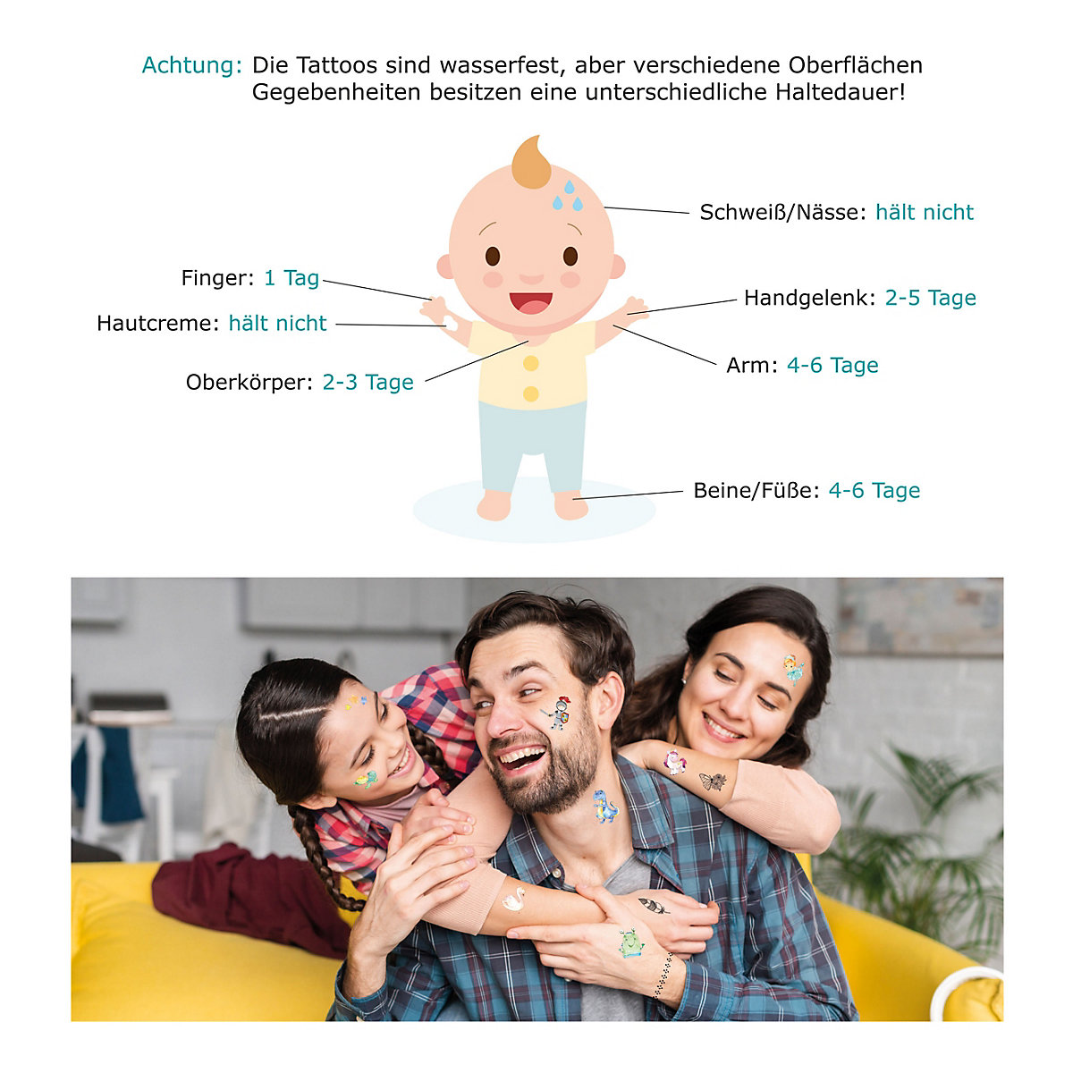 Kindertattoos Metallic - Bibi und Tina Freundschaft