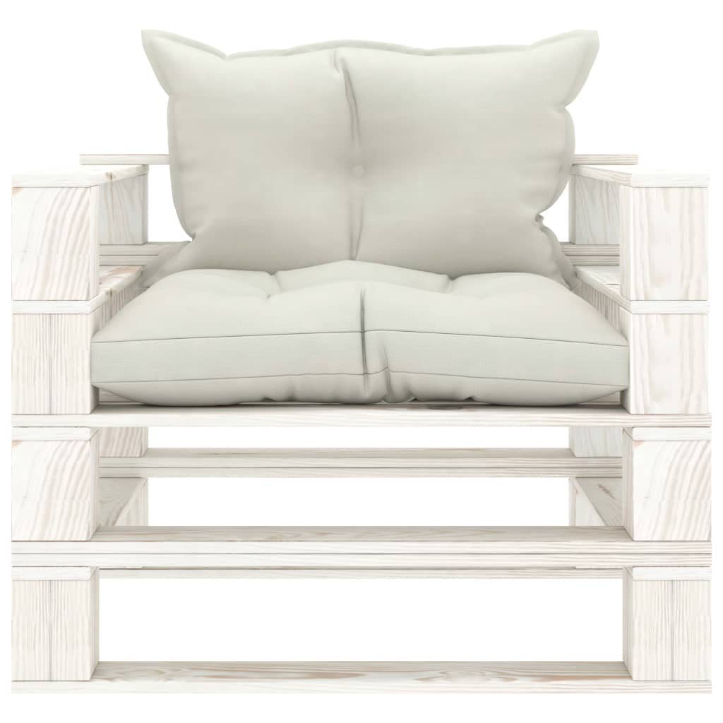 vidaXL Loungesofa Garten-Palettensofa mit Kissen in Beige Holz, 1 Teile