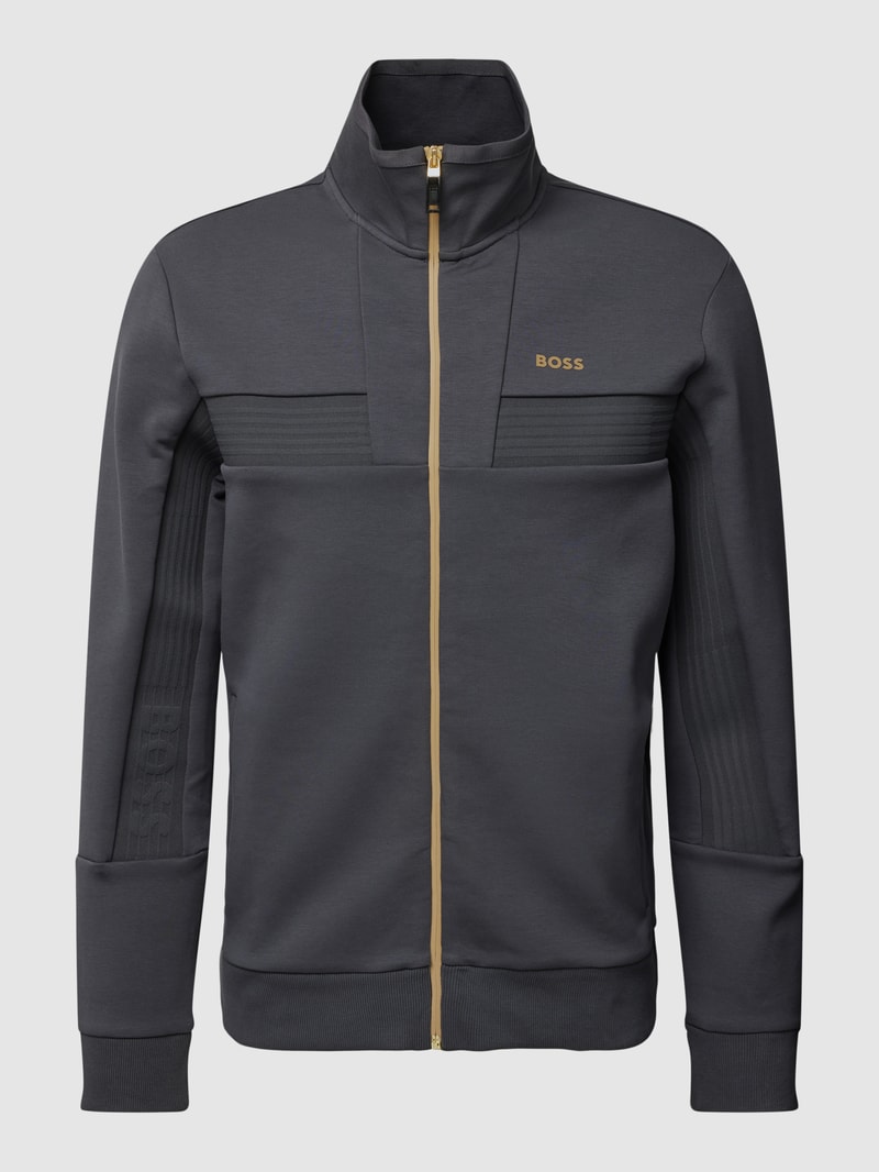Sweatjacke mit Stehkragen in graphit