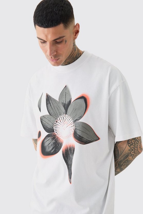 Tall Oversize T-Shirt mit abstraktem Blumenprint