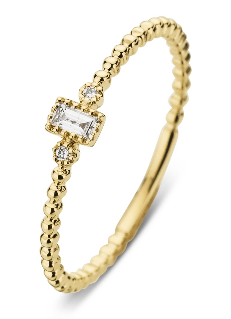 Inel cu vârf de diamant din aur galben și un diamant de 0,05 ct, Joy