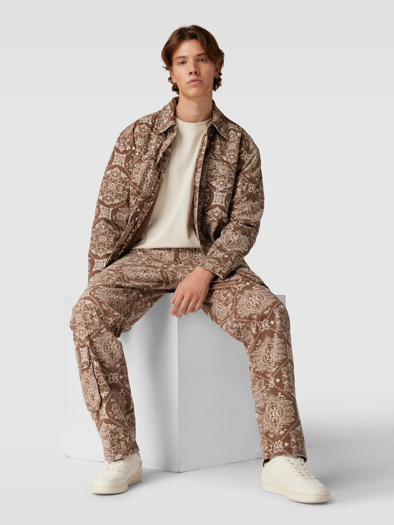 Hemdjacke mit Allover-Muster in schokobraun