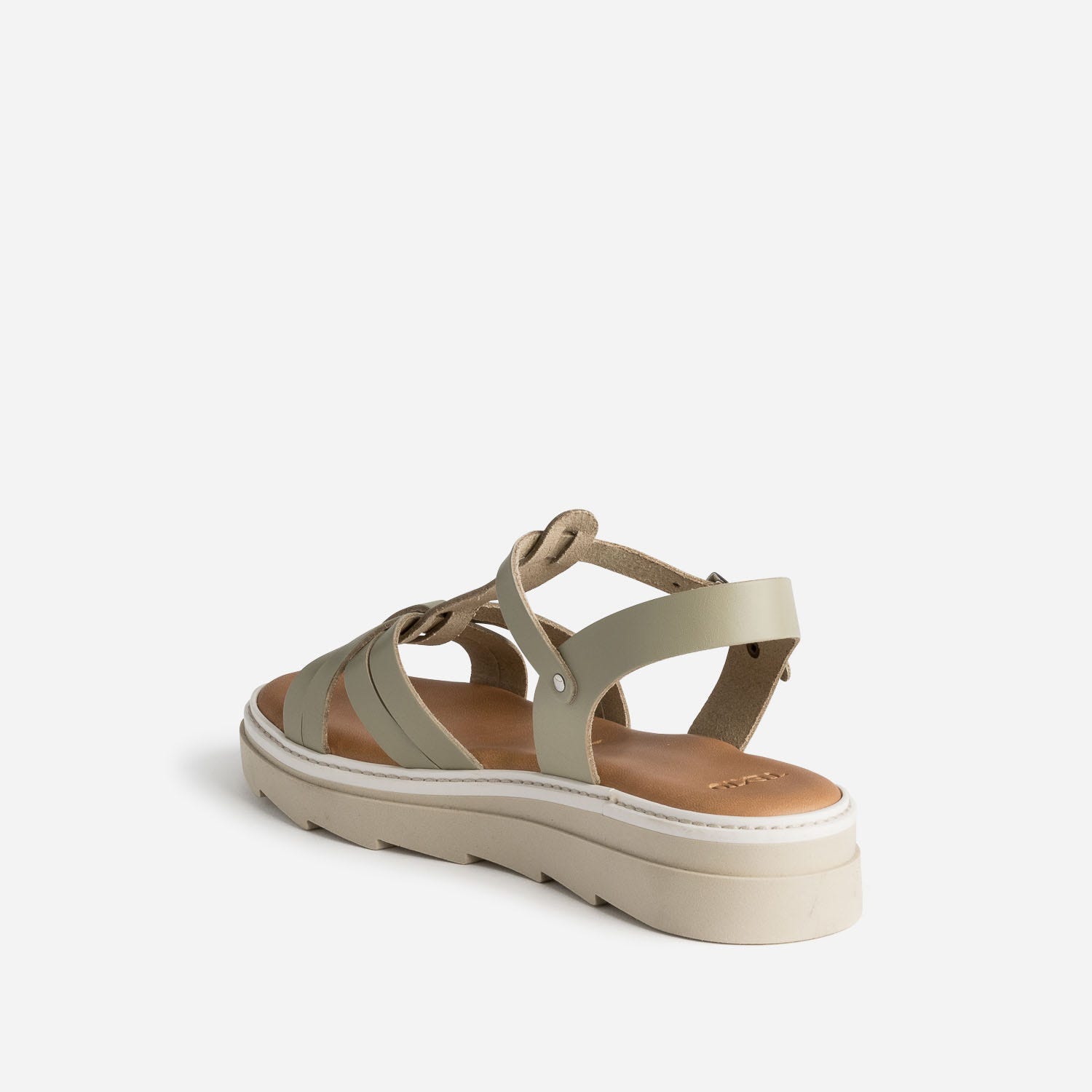 Sandale TEXTO kaki clair en cuir