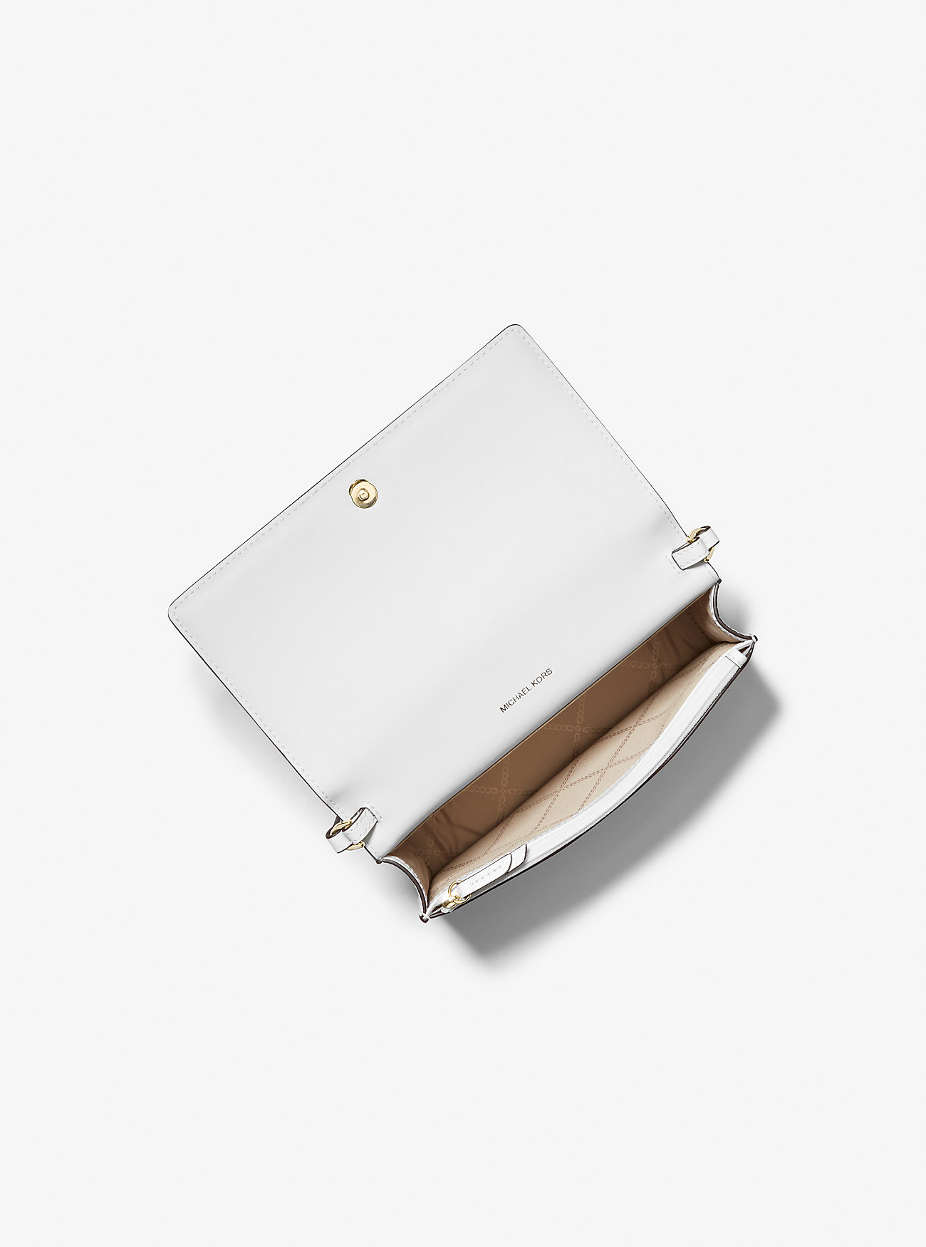 Jet Set Medium Pebbled Leather Skulderveske med Frontklaff – OPTIC WHITE