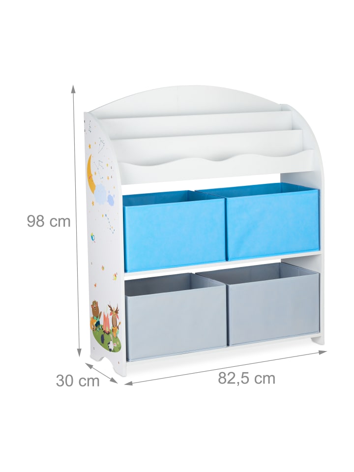 relaxdays Kinderregal Lagerfeuer in Bunt - (B)82,5 x (H)98 x (T)30 cm günstig kaufen onesize