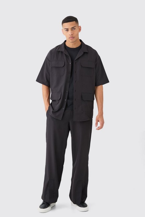 Stretch-Hemd und Hose mit geteiltem Saum