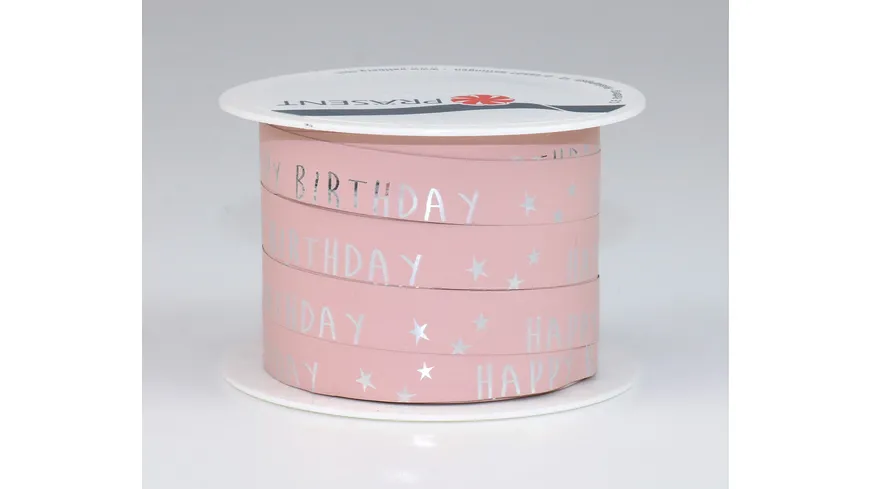 PRÄSENT Polyringelband Birthday rosa 10 m