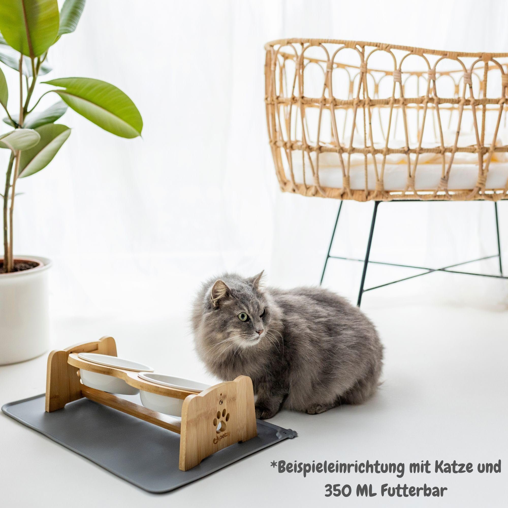 Petzy Napf-Set Premium erhöhter Hundenapf verstellbar, Keramik, Näpfe aus Keramik, Napfunterlage verfügbar, 350 - 1200 ML