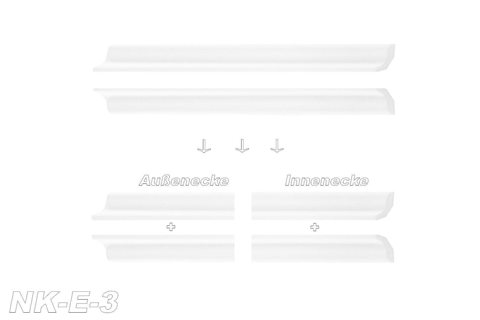 marbet design Stuckleiste E-3, Innen- & Außenecke (1 Stück), XPS Styropor weiß - Deckenleisten Deckenabschlussleisten E-Leisten - (Innen- & Außenecke E-3)