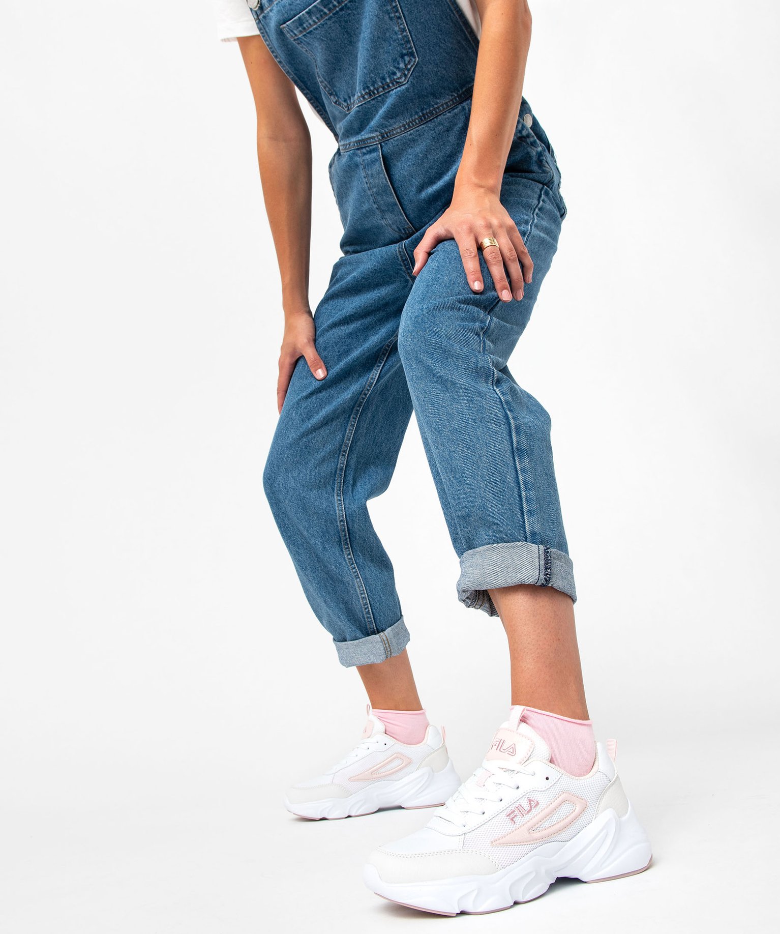 Baskets femme bi-matières à lacets - Fila blanc | GEMO