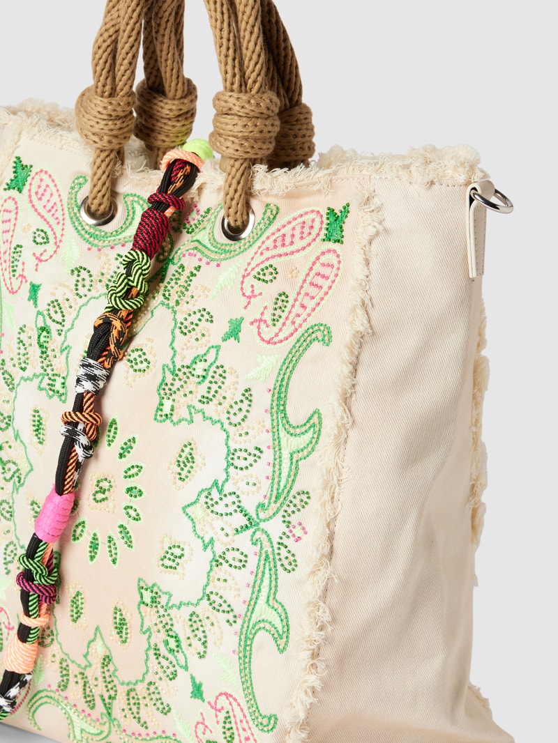 Tote Bag mit Zierbesatz in sand