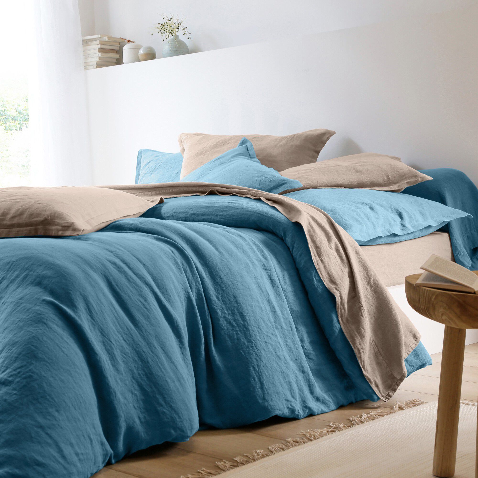 Linge de lit uni lin lavé