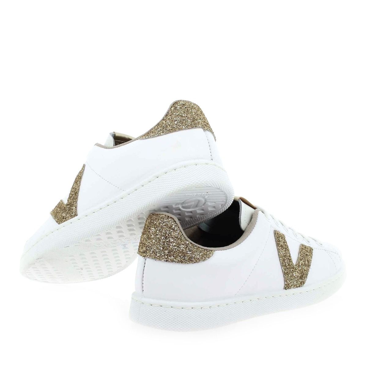 Victoria  1125188 TENIS PIEL VIRUTAS GLITTER - Blanc Marron Platine