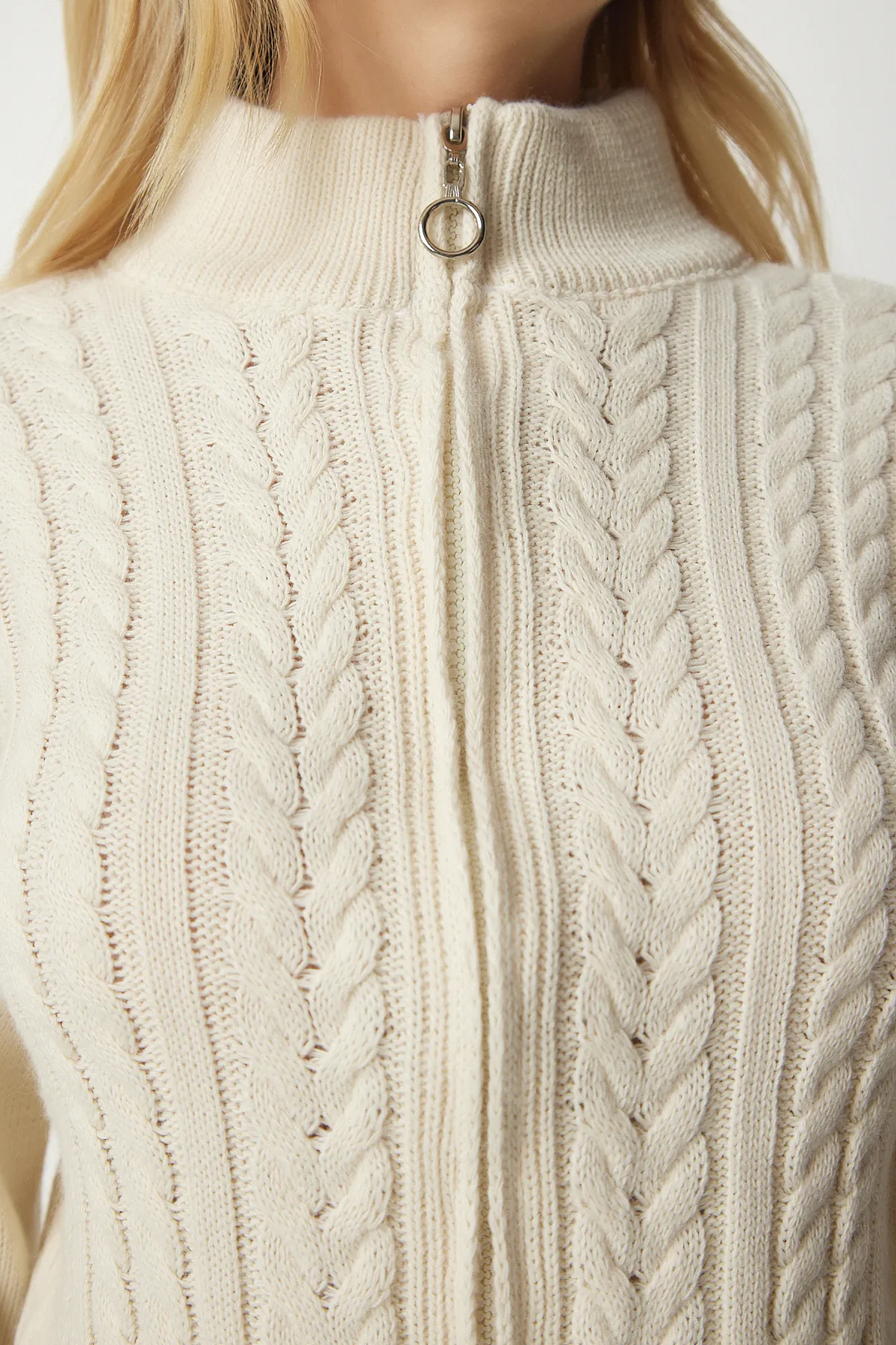 Happiness İstanbul  Strickjacke - Beige - Regular Fit