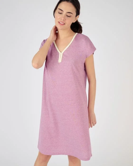 Chemise de nuit détails tressés maille jersey recyclée* Climatyl