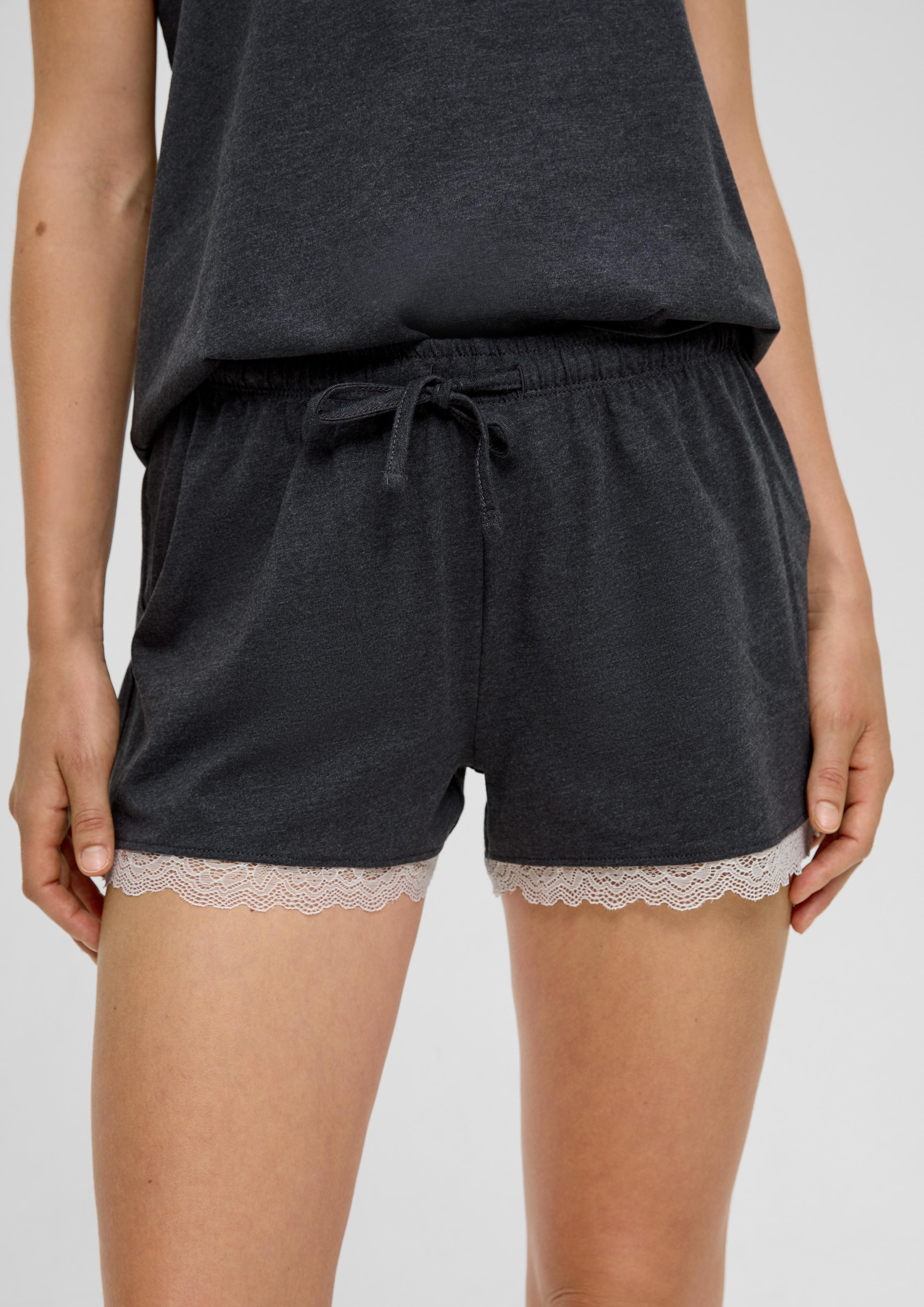Kurzes Pyjamaset mit Spitzen-Saum  6008694-9500