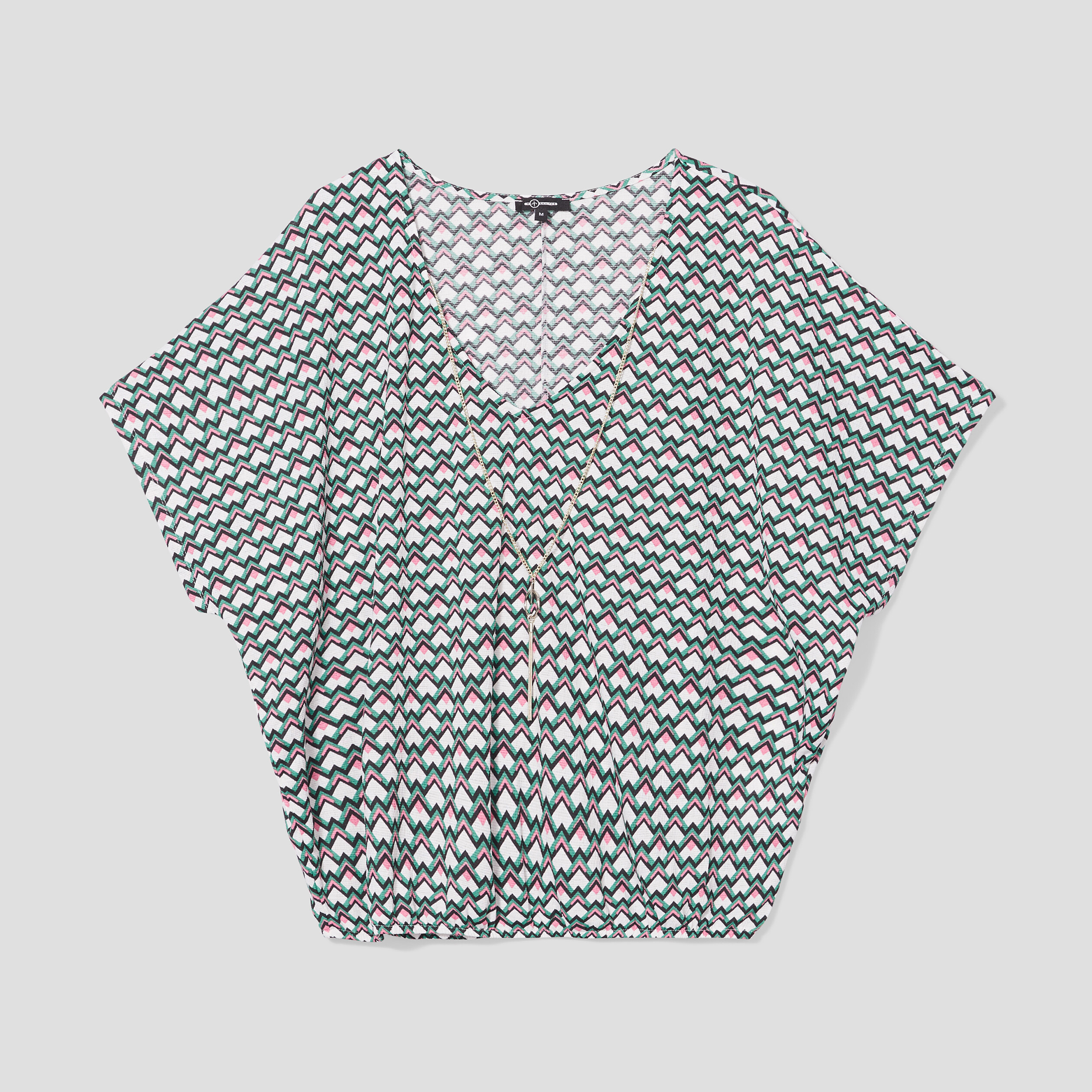 T-shirt col en V bijou Mosquitos vert femme | La Halle