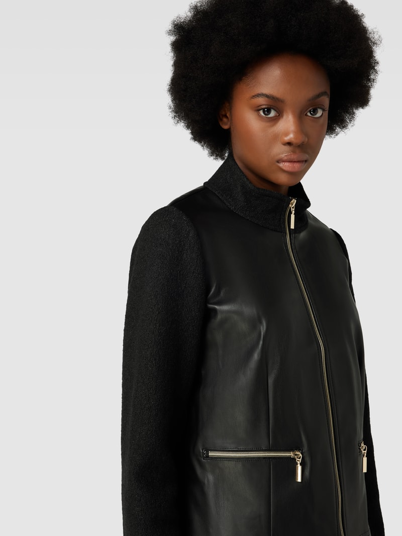 Blazer in Leder-Optik in schwarz