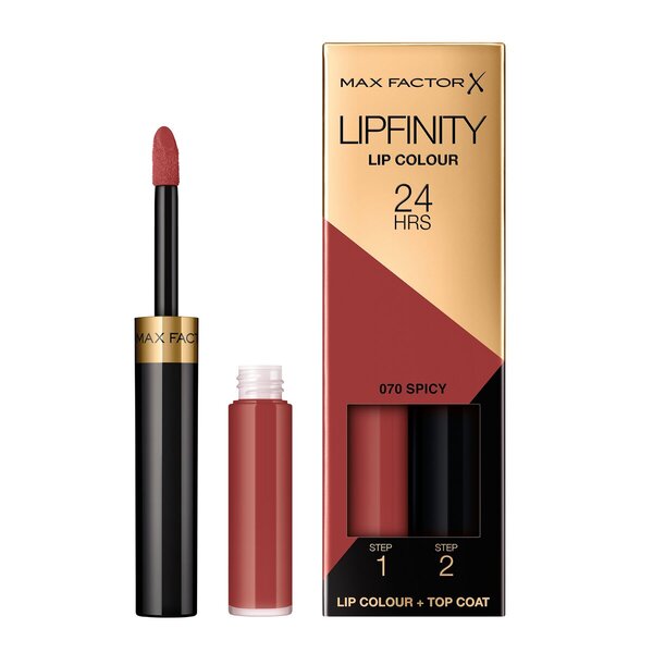 Labial de larga duración Max Factor Lipfinity 070 Spicy de 2 pasos, 2,3 ml