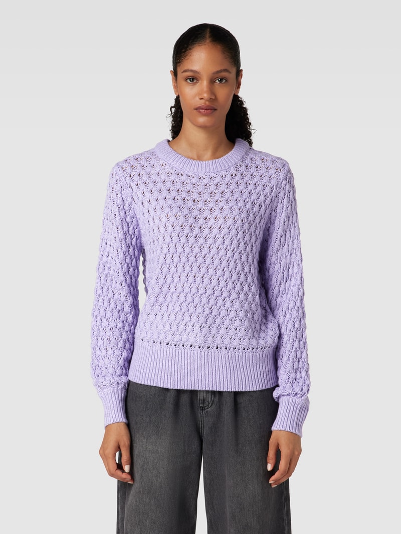 Strickpullover mit Grobstrick Modell 'Betias' in flieder meliert