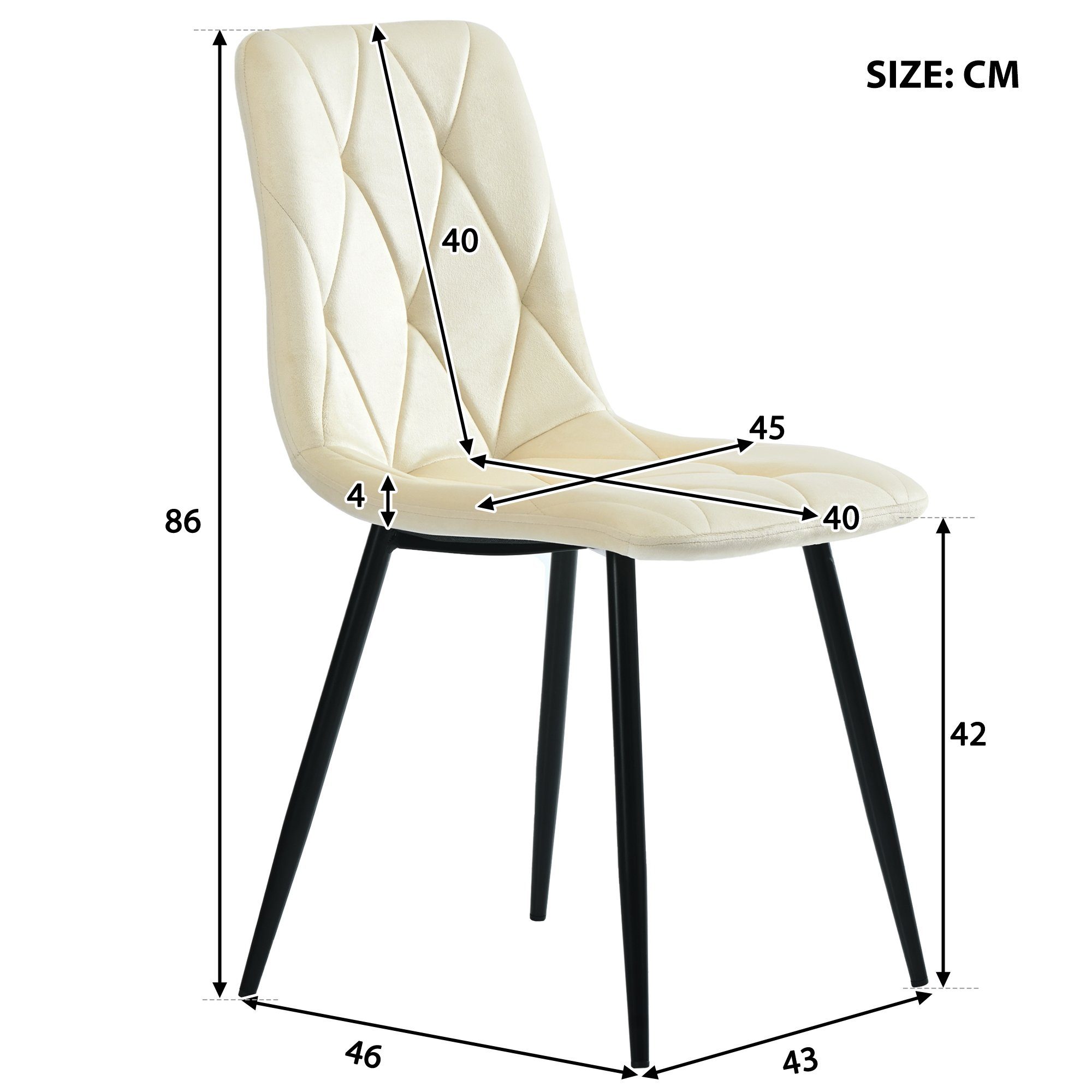 Ulife Essgruppe 117×68cm Esstisch mit 4 Stühlen, (Set, 5-tlg), weißer MDF-Tischplatte mit Marmoroptik