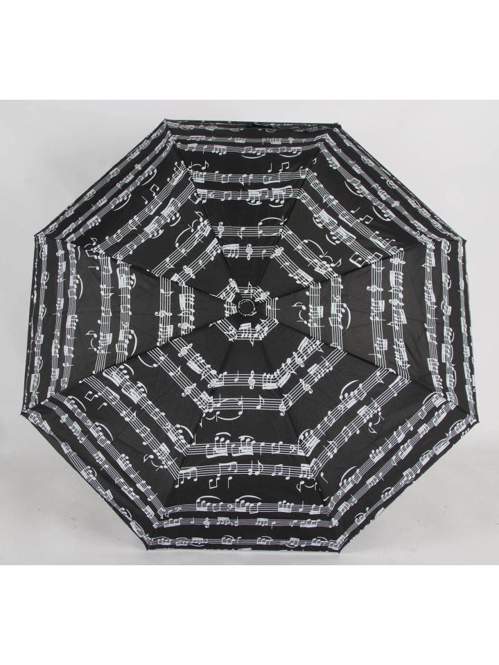 COFI 1453 Teleskop Taschenschirm mit Schutzhülle ?100 cm mit Notenmuster in Schwarz günstig kaufen onesize