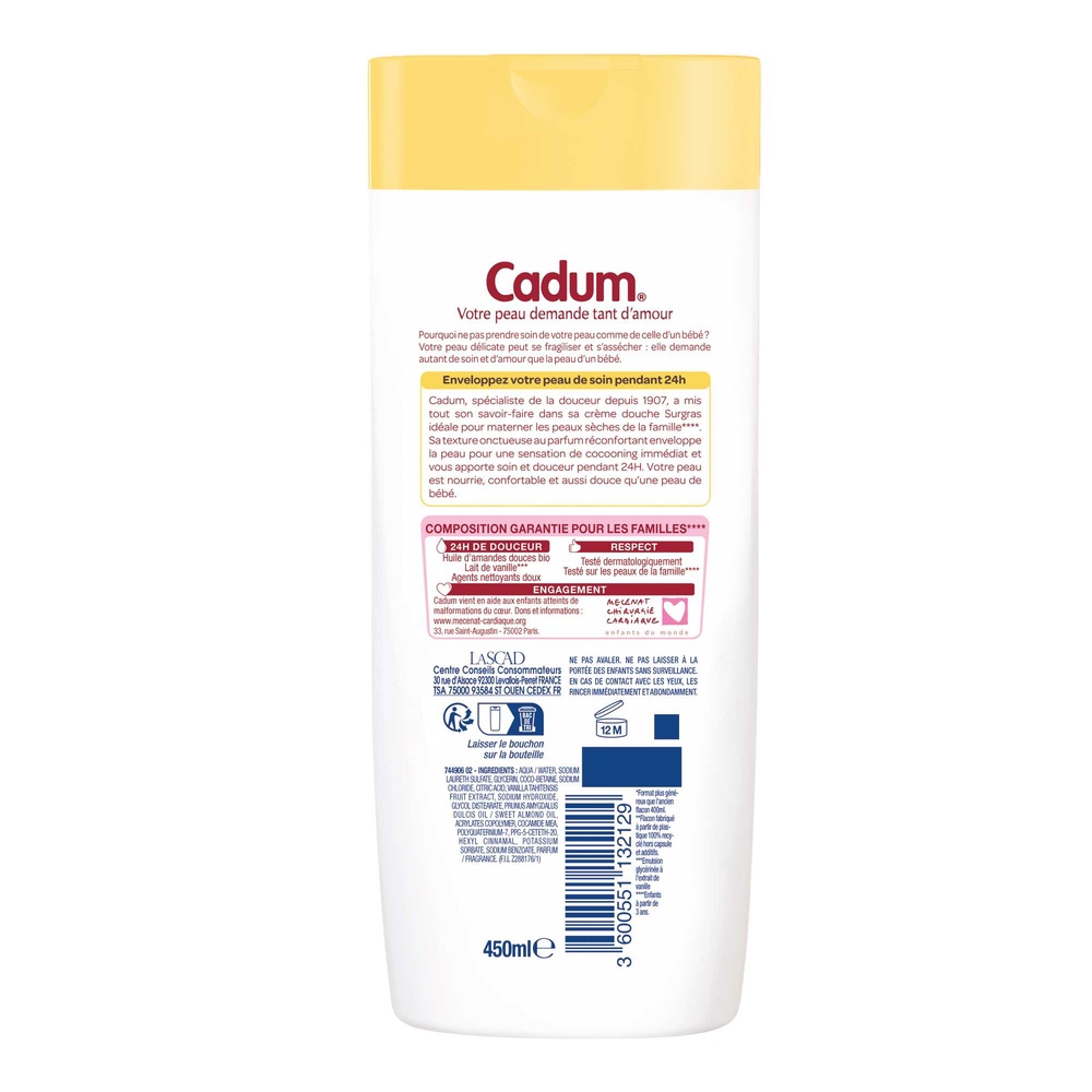 cadum Surgras Crème Douche Lait de Vanille