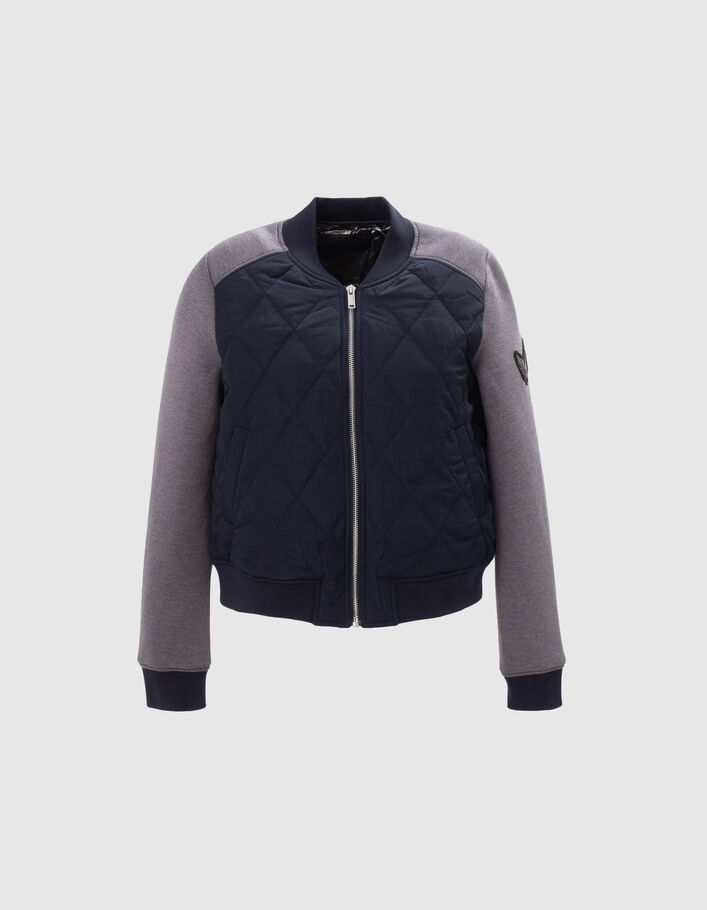 Sous-doudoune marine bi matière esprit teddy Femme