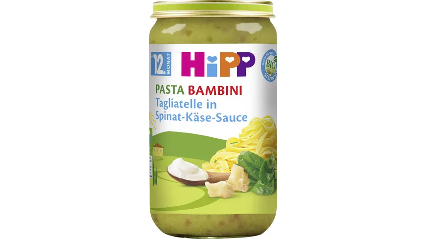 HiPP Menüs 250g: Pasta Bambini - Tagliatelle in Spinat-Käse-Sauce 250 g
