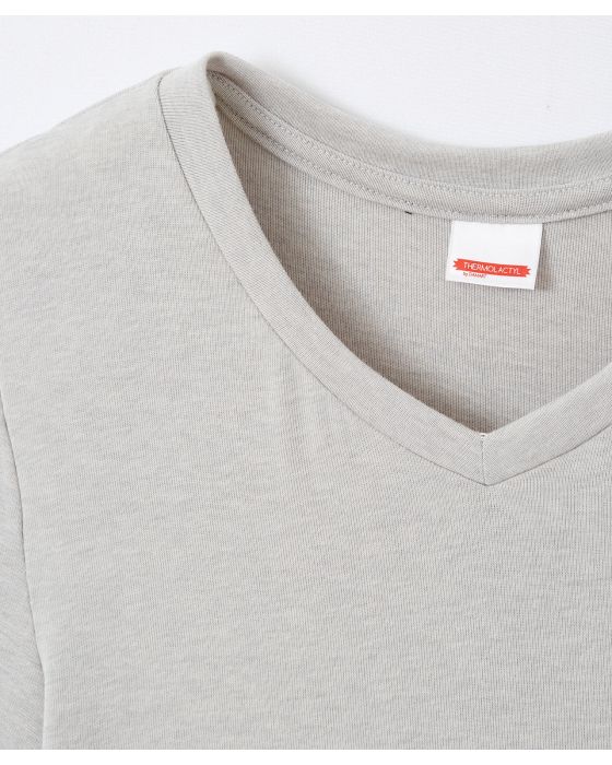T-shirt col V fine côte Thermolactyl Sensitive, manches courtes