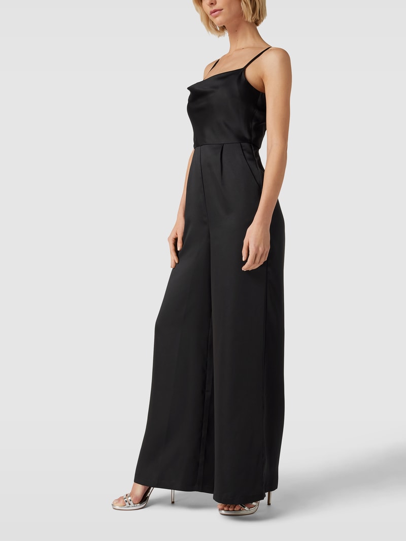 Jumpsuit mit Wasserfall-Ausschnitt in schwarz