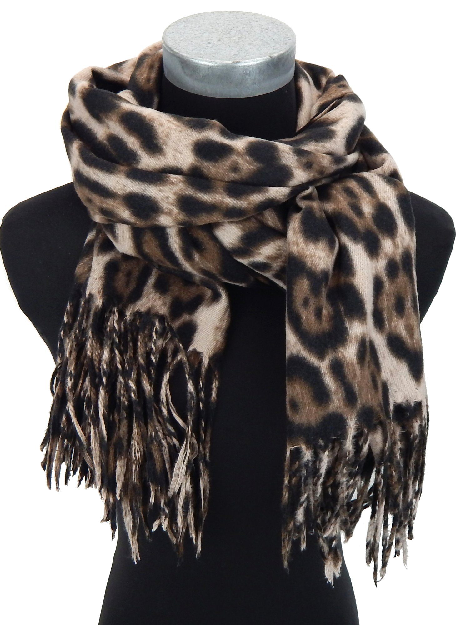 Ella Jonte Modeschal, Leopard beige oder braun Herbst Winterschal animalprint