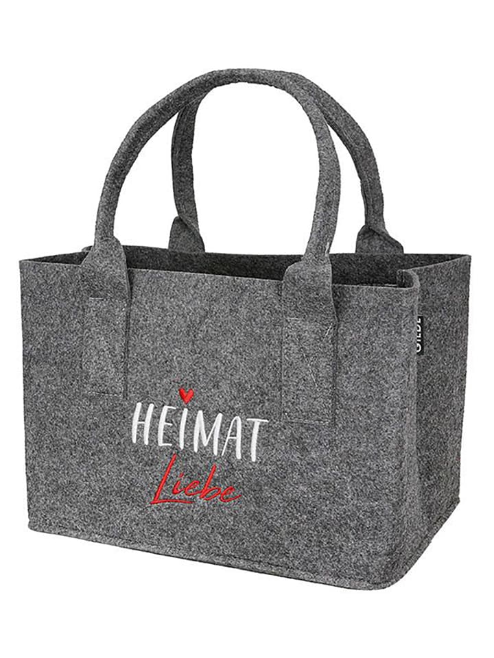 GMD Living Filztasche Heimat mit gestickten Motiven in Grau günstig kaufen 26 cm