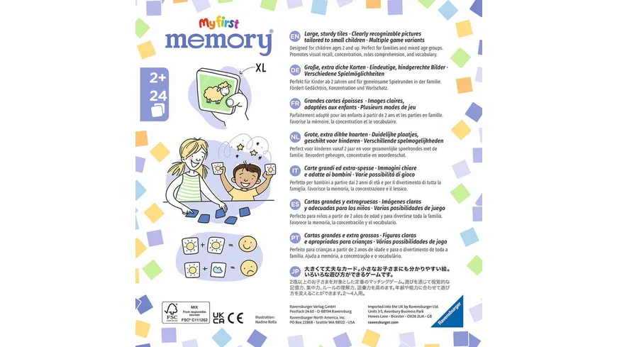 Ravensburger Spiel - My first memory® Fahrzeuge, Merk- und Suchspiel mit extra großen Bildkarten für Kinder ab 2 Jahren