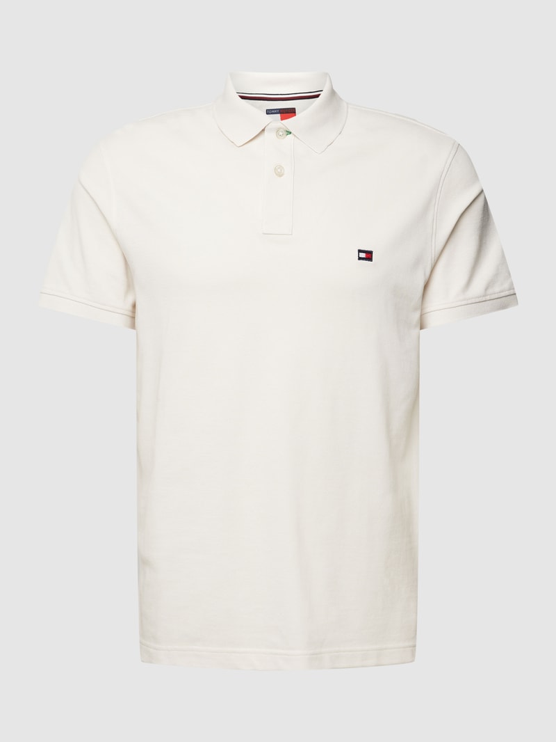 Poloshirt mit Logo-Stitching in weiß