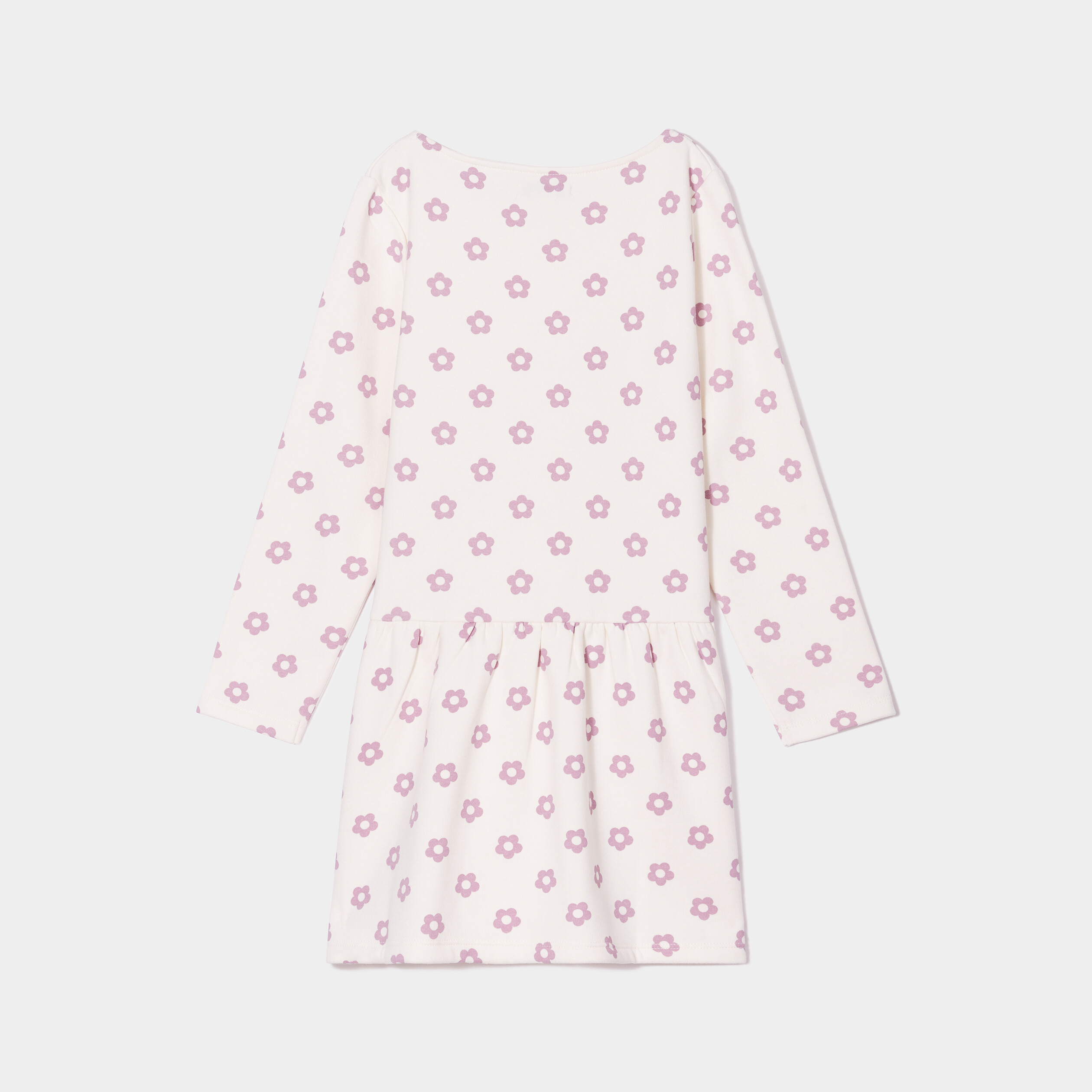 Robe molleton volantée manches longues beige fille | La Halle
