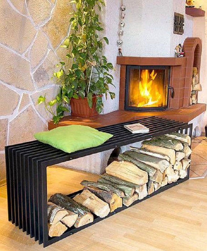 DanDiBo Kaminholzregal DanDiBo Kaminholzständer Bank D-Stil 150 cm Kaminholzregal 10104 Holzkorb Kaminholzhalter, BxTxH:150x40x50 cm