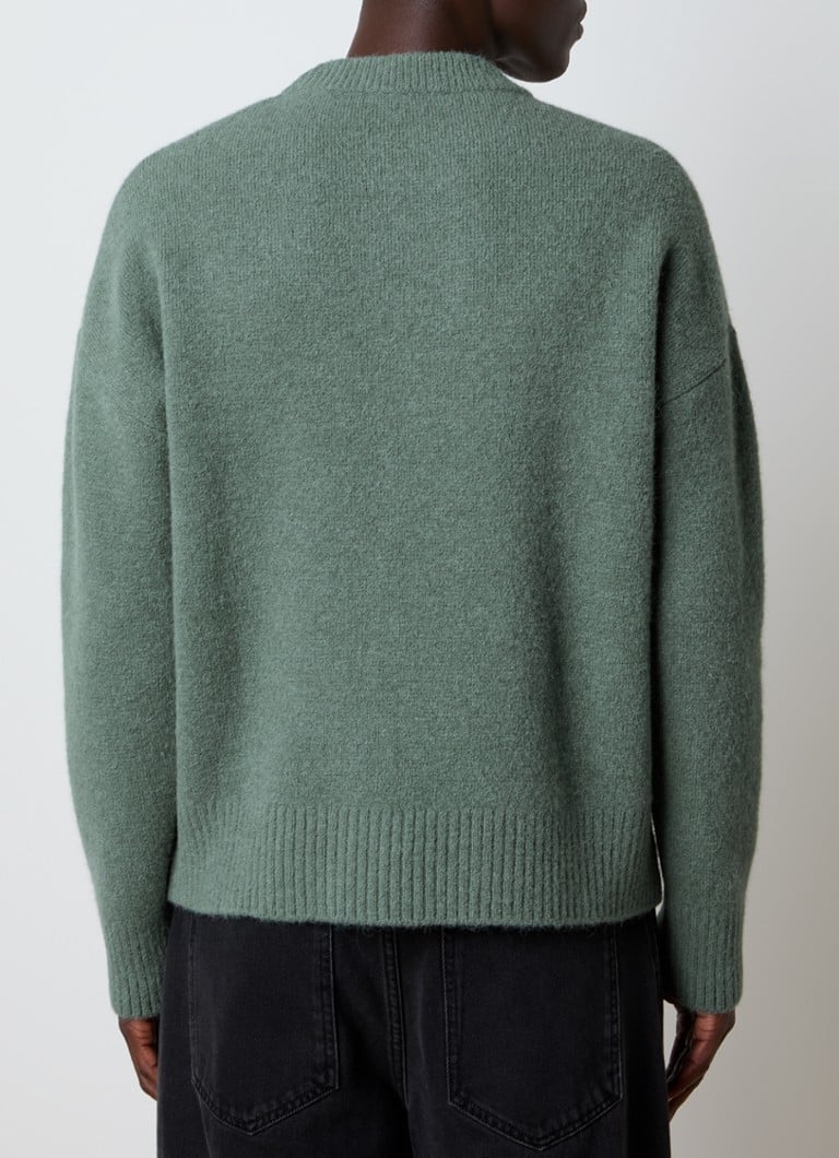 AMI Paris Coarse knit sweater in alpaca wool blend with embroidered logo